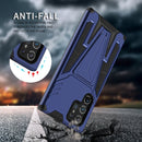 For Samsung Galaxy S22 Ultra 5G Super V Armor PC + TPU Shockproof Phone Case with Invisible Holder(Blue)