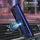 For Samsung Galaxy S22 Ultra 5G Super V Armor PC + TPU Shockproof Phone Case with Invisible Holder(Blue)