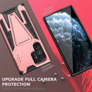 For Samsung Galaxy S22 Ultra 5G Super V Armor PC + TPU Shockproof Phone Case with Invisible Holder(Rose Gold)