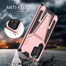 For Samsung Galaxy S22 Ultra 5G Super V Armor PC + TPU Shockproof Phone Case with Invisible Holder(Rose Gold)