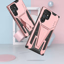 For Samsung Galaxy S22 Ultra 5G Super V Armor PC + TPU Shockproof Phone Case with Invisible Holder(Rose Gold)