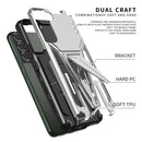 For Samsung Galaxy S22 Ultra 5G Super V Armor PC + TPU Shockproof Phone Case with Invisible Holder(Silver)