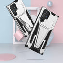 For Samsung Galaxy S22 Ultra 5G Super V Armor PC + TPU Shockproof Phone Case with Invisible Holder(Silver)