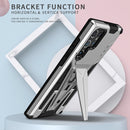 For Samsung Galaxy S22 Ultra 5G Super V Armor PC + TPU Shockproof Phone Case with Invisible Holder(Silver)