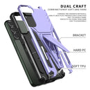 For Samsung Galaxy S22 Ultra 5G Super V Armor PC + TPU Shockproof Phone Case with Invisible Holder(Purple)