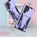 For Samsung Galaxy S22 Ultra 5G Super V Armor PC + TPU Shockproof Phone Case with Invisible Holder(Purple)