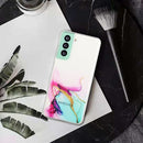 For Samsung Galaxy S22 5G Hollow Marble Pattern TPU Precise Hole Phone Protective Case(Green)