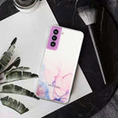 For Samsung Galaxy S22 5G Hollow Marble Pattern TPU Precise Hole Phone Protective Case(Pink)
