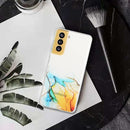 For Samsung Galaxy S22 5G Hollow Marble Pattern TPU Precise Hole Phone Protective Case(Yellow)