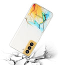 For Samsung Galaxy S22 5G Hollow Marble Pattern TPU Precise Hole Phone Protective Case(Yellow)