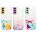 For Samsung Galaxy S22 5G Hollow Marble Pattern TPU Precise Hole Phone Protective Case(Yellow)