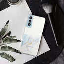 For Samsung Galaxy S22 5G Hollow Marble Pattern TPU Precise Hole Phone Protective Case(Grey)