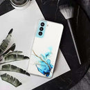 For Samsung Galaxy S22 5G Hollow Marble Pattern TPU Precise Hole Phone Protective Case(Blue)