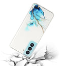 For Samsung Galaxy S22 5G Hollow Marble Pattern TPU Precise Hole Phone Protective Case(Blue)