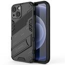 Punk Armor 2 in 1 PC + TPU Phone Case with Invisible Holder For iPhone 13 mini(Black)