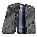 Punk Armor 2 in 1 PC + TPU Phone Case with Invisible Holder For iPhone 13 mini(Black)