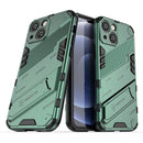 Punk Armor 2 in 1 PC + TPU Phone Case with Invisible Holder For iPhone 13 mini(Green)