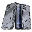 Punk Armor 2 in 1 PC + TPU Phone Case with Invisible Holder For iPhone 13 mini(Grey)