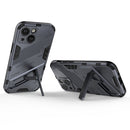 Punk Armor 2 in 1 PC + TPU Phone Case with Invisible Holder For iPhone 13 mini(Grey)
