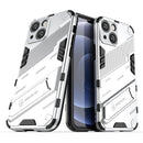 Punk Armor 2 in 1 PC + TPU Phone Case with Invisible Holder For iPhone 13 mini(White)