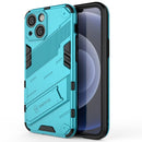 Punk Armor 2 in 1 PC + TPU Phone Case with Invisible Holder For iPhone 13 mini(Blue)