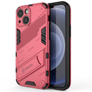 Punk Armor 2 in 1 PC + TPU Phone Case with Invisible Holder For iPhone 13 mini(Light Red)