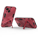 Punk Armor 2 in 1 PC + TPU Phone Case with Invisible Holder For iPhone 13 mini(Light Red)