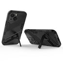 Punk Armor 2 in 1 PC + TPU Phone Case with Invisible Holder For iPhone 13(Black)