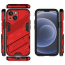 Punk Armor 2 in 1 PC + TPU Phone Case with Invisible Holder For iPhone 13(Red)