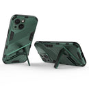 Punk Armor 2 in 1 PC + TPU Phone Case with Invisible Holder For iPhone 13(Green)