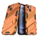 Punk Armor 2 in 1 PC + TPU Phone Case with Invisible Holder For iPhone 13(Orange)