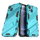 Punk Armor 2 in 1 PC + TPU Phone Case with Invisible Holder For iPhone 13(Blue)