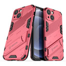 Punk Armor 2 in 1 PC + TPU Phone Case with Invisible Holder For iPhone 13(Light Red)