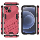 Punk Armor 2 in 1 PC + TPU Phone Case with Invisible Holder For iPhone 13(Light Red)