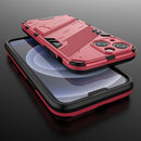 Punk Armor 2 in 1 PC + TPU Phone Case with Invisible Holder For iPhone 13(Light Red)