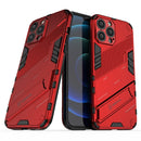 Punk Armor 2 in 1 PC + TPU Phone Case with Invisible Holder For iPhone 13 Pro(Red)