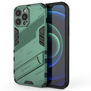 Punk Armor 2 in 1 PC + TPU Phone Case with Invisible Holder For iPhone 13 Pro(Green)