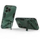 Punk Armor 2 in 1 PC + TPU Phone Case with Invisible Holder For iPhone 13 Pro(Green)