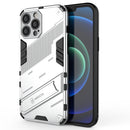 Punk Armor 2 in 1 PC + TPU Phone Case with Invisible Holder For iPhone 13 Pro(White)