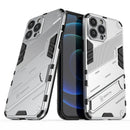 Punk Armor 2 in 1 PC + TPU Phone Case with Invisible Holder For iPhone 13 Pro(White)