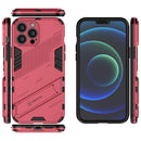 Punk Armor 2 in 1 PC + TPU Phone Case with Invisible Holder For iPhone 13 Pro(Light Red)