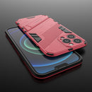 Punk Armor 2 in 1 PC + TPU Phone Case with Invisible Holder For iPhone 13 Pro(Light Red)