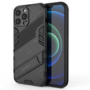 Punk Armor 2 in 1 PC + TPU Phone Case with Invisible Holder For iPhone 13 Pro Max(Black)