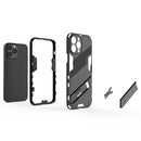Punk Armor 2 in 1 PC + TPU Phone Case with Invisible Holder For iPhone 13 Pro Max(Black)