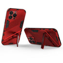 Punk Armor 2 in 1 PC + TPU Phone Case with Invisible Holder For iPhone 13 Pro Max(Red)
