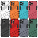 Punk Armor 2 in 1 PC + TPU Phone Case with Invisible Holder For iPhone 13 Pro Max(Red)