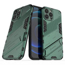 Punk Armor 2 in 1 PC + TPU Phone Case with Invisible Holder For iPhone 13 Pro Max(Green)