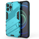 Punk Armor 2 in 1 PC + TPU Phone Case with Invisible Holder For iPhone 13 Pro Max(Blue)