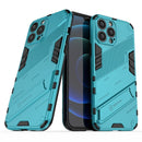 Punk Armor 2 in 1 PC + TPU Phone Case with Invisible Holder For iPhone 13 Pro Max(Blue)