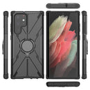 For Samsung Galaxy S22 Ultra 5G Armor Bear Shockproof PC + TPU Phone Case with Ring Holder(Black)
